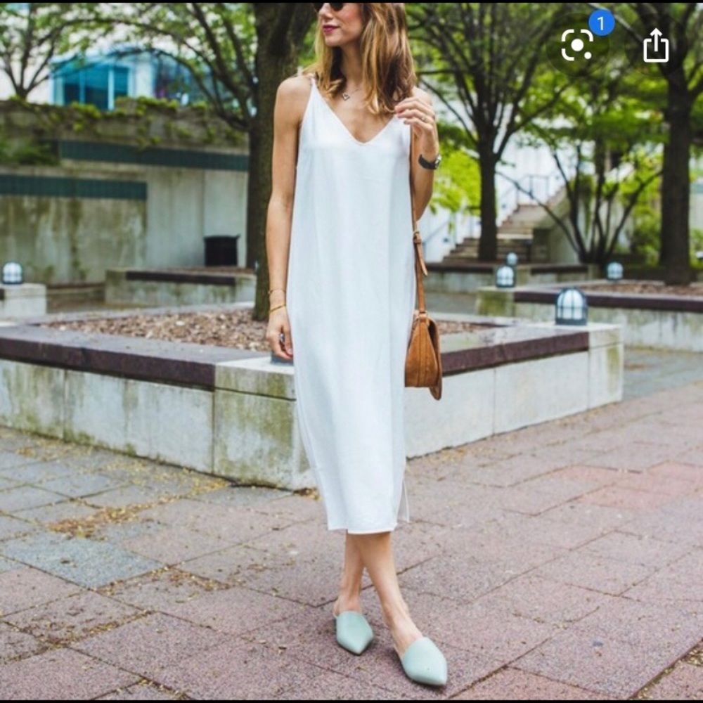 Everlane Japanese Goweave slip dress (white)